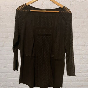 Lucky Brand Black Crochet Lace Tunic Top – Women’s XL